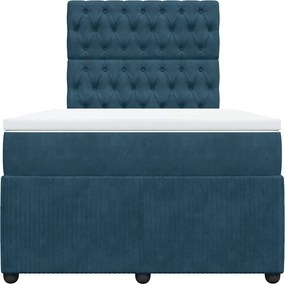 vidaXL Κρεβάτι Boxspring με Στρώμα Μπλε 120x200 εκ. Βελούδινο