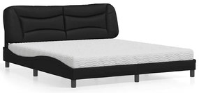 vidaXL Κρεβάτι με Στρώμα Μαύρο 180x200 εκ. από Συνθετικό δέρμα