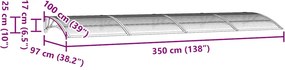 vidaXL Στέγαστρο Πόρτας Γκρι 350x100 εκ. Πολυανθρακικό