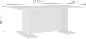 vidaXL Τραπεζάκι Σαλονιού Λευκό 103,5 x 60 x 40 εκ. από Επεξ. Ξύλο