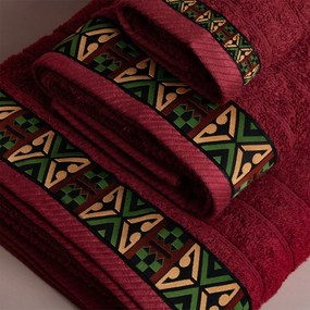 Πετσέτα Χεριών (30x50) White Fabric Perrin Bordeaux Green 500gsm