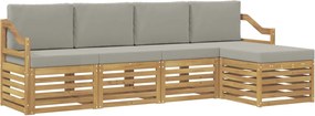 vidaXL Σειρά Καναπέ Εξωτερικού 5 pcs Λευκό και Ανοιχτό Γκρι