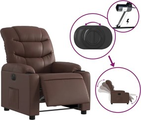 vidaXL Πολυθρόνα Ηλεκτρική Ανακλινόμενη Καφέ Συνθ. Δέρμα