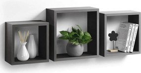ΡΑΦΙΈΡΕΣ/ΡΆΦΙΑ ΤΟΊΧΟΥ SET OF 3 NESTED CUBES MDF 23/26,5/30CM ANTHRACITE