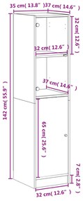 Ντουλάπι Καφέ Δρυς 35x37x142 εκ. με Γυάλινη Πόρτα - Καφέ