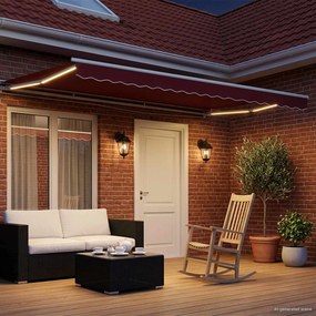 vidaXL Χειροκίνητο πλαίσιο τέντας με LED Κόκκινο και Λευκό 4 x 3 μ