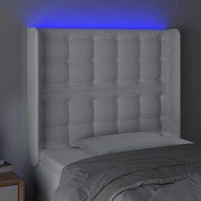 Κεφαλάρι Κρεβατιού LED Λευκό 103x16x118/128 εκ. Συνθετ. Δέρμα 3124133