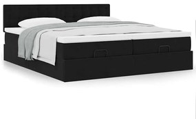 vidaXL Οθωμανικό κρεβάτι με στρώματα Μαύρο 180x200cm Velvet