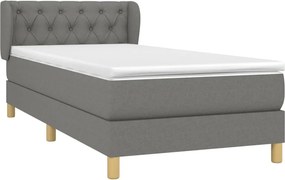 vidaXL Κρεβάτι Boxspring με Στρώμα Σκούρο Γκρι 80x200 εκ. Υφασμάτινο