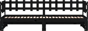 vidaXL Καναπές Κρεβάτι Συρόμενος Μαύρος 2x(90x190) εκ. από Μασίφ Πεύκο