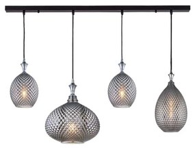 Φωτιστικό Οροφής - Ράγα 19240 Smoked Grey-Black Matt Metal, Glass