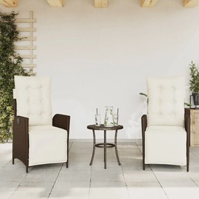 vidaXL Καρέκλες Κήπου Ανακλινόμενες 2 τεμ. Καφέ Συνθ. Ρατάν & Υποπόδιο