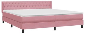 Κρεβάτι Boxspring με Στρώμα Ροζ 180x210 εκ. Βελούδινο - Ροζ