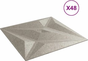 vidaXL Πάνελ τοίχου Αστέρι 48 pcs Αστέρι Μπετόν 50 x 50 cm Φελιζόλ XPS