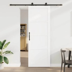 vidaXL Συρόμενη Πόρτα με Σετ Εξαρτημάτων Λευκή 83x232 εκ Συμπαγές Ξύλο Πεύκου