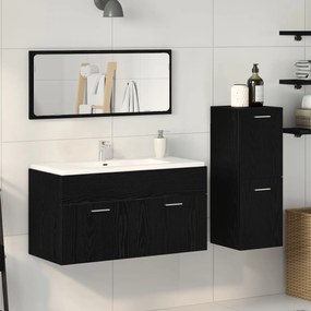 vidaXL Σετ Μπάνιου Σετ 3 Μαύρη Δρυς Μηχανοποιημένο Ξύλο, Γυαλί