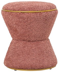 STOOL ROUND LINNER  BOUCLE FABRIC PINK-GOLD DETAIL Φ38,5x43Hcm.