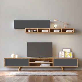 Σύνθεση τηλεόρασης Serine Megapap χρώμα sapphire oak - ανθρακί 170x37x45εκ.-GP055-0025,1