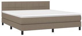 vidaXL Κρεβάτι Boxspring με Στρώμα &amp; LED Taupe 180x200 εκ. Υφασμάτινο