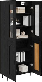 vidaXL Highboard 2 pcs Μαύρη Οξυά Επεξεργασμένο ξύλο
