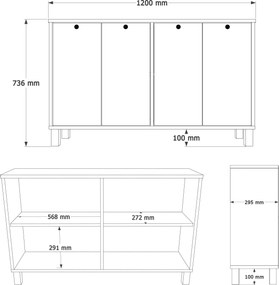 Κονσόλα Λευκό / Δρυς IABRE 120x29.5x73.6