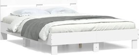 vidaXL Πλαίσιο Κρεβατιού με Κεφαλάρι Λευκό 150x200 εκ Επεξεργ. Ξύλο