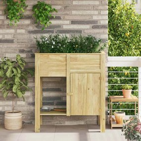 vidaXL Ανυψωμένο Κρεβάτι Κήπου με Αποθήκη 85x46x96 εκ. από Ξύλο Πεύκου.