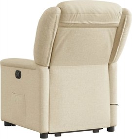 vidaXL Πολυθρόνα Μασάζ Ανακλινόμενη με Ανύψωση Κρεμ Υφασμάτινη