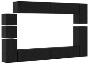 vidaXL Σετ επίπλου τηλεόρασης 9 pcs Μαύρη δρυς Επεξεργασμένο ξύλο
