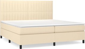 vidaXL Κρεβάτι Boxspring με Στρώμα Κρεμ 200x200 εκ. Υφασμάτινο