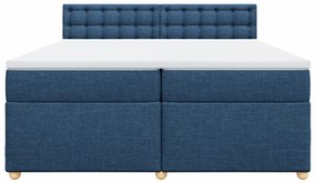 Κρεβάτι Boxspring με Στρώμα Μπλε 200x200 εκ. Υφασμάτινο - Μπλε