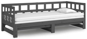 vidaXL Καναπές Κρεβάτι Συρόμενος Γκρι 2x(90x200) εκ. από Μασίφ Πεύκο