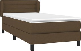 vidaXL Κρεβάτι Boxspring με Στρώμα Σκούρο Καφέ 90x190 εκ. Υφασμάτινο