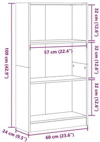 Βιβλιοθήκη Καφέ Δρυς 60x24x109 εκ. από Επεξεργασμένο Ξύλο - Καφέ