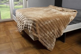 Κουβέρτα Coral Fleece Polyester Μονή 160x220εκ. Ριγέ 12 Beige DimCol