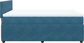 vidaXL Κρεβάτι Boxspring με Στρώμα Μπλε 140x190 εκ. Βελούδινο
