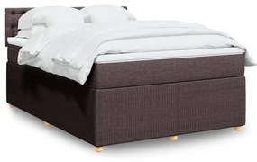 vidaXL Κρεβάτι Boxspring με Στρώμα Σκούρο Καφέ 140x200 εκ Υφασμάτινο