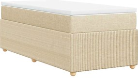 vidaXL Κρεβάτι Boxspring με Στρώμα Κρεμ 100 x 200 εκ. Υφασμάτινο