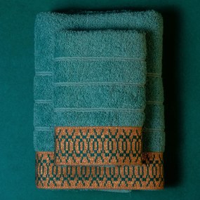 Πετσέτες Μπάνιου (Σετ 2τμχ) White Fabric Belford Gold Petrol 600gsm