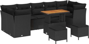 vidaXL Σετ Καναπέ Κήπου 10 pcs Μαύρο συνθετικό ρατάν