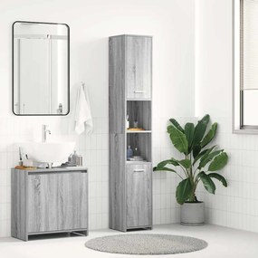 vidaXL Ντουλάπι Μπάνιου Γκρι Sonoma 30x30x183,5 εκ. Επεξεργασμένο Ξύλο