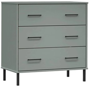 vidaXL Ντουλάπι OSLO με 3 Συρτάρια Γκρι 77x40x79,5 εκ. Μασίφ Ξύλο