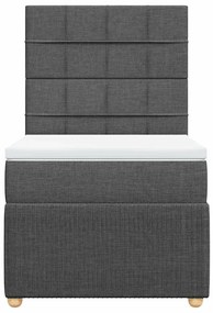 vidaXL Κρεβάτι Boxspring με Στρώμα Σκούρο Γκρι 90x190 εκ. Υφασμάτινο