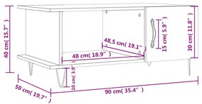 Τραπεζάκι Σαλονιού Λευκό 90x50x40 εκ. Επεξεργασμένο Ξύλο - Λευκό