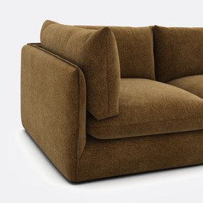 Τριθέσιος αρθρωτός καναπές με πουφ, από μελανζέ πολυεστέρα, MALO