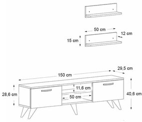 Έπιπλο τηλεόρασης Colin Megapap χρώμα καρυδί 150x29,5x40,6εκ.