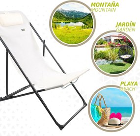 Ξαπλώστε ξαπλώστρα Aktive Λευκό 53 x 87 x 78 cm (4 Μονάδες)