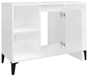vidaXL Ντουλάπι Νιπτήρα Γυαλ. Λευκό 80x33x60 εκ. Επεξεργασμένο Ξύλο