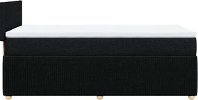 vidaXL Κρεβάτι Boxspring με Στρώμα Μαύρο 90x190 εκ.Υφασμάτινο