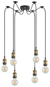 Φωτιστικό Οροφής  SE21-BR-10-BL6 MAGNUM Bronze Metal Pendant with Black Fabric Cable+ - 51W - 100W - 77-8689